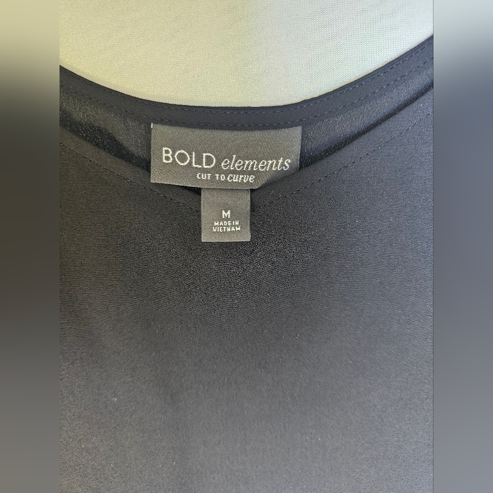 Bold Elements Black Cold-Shoulder Blouse - Picture 11 of 12